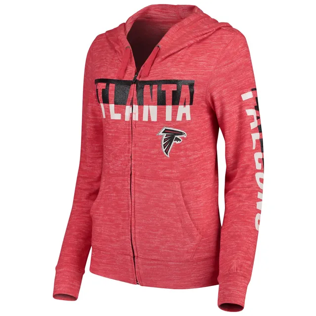 Women's Cutter & Buck Red Atlanta Falcons Helmet Logo Mainsail Sweater-Knit Full-Zip Hoodie Size: Small