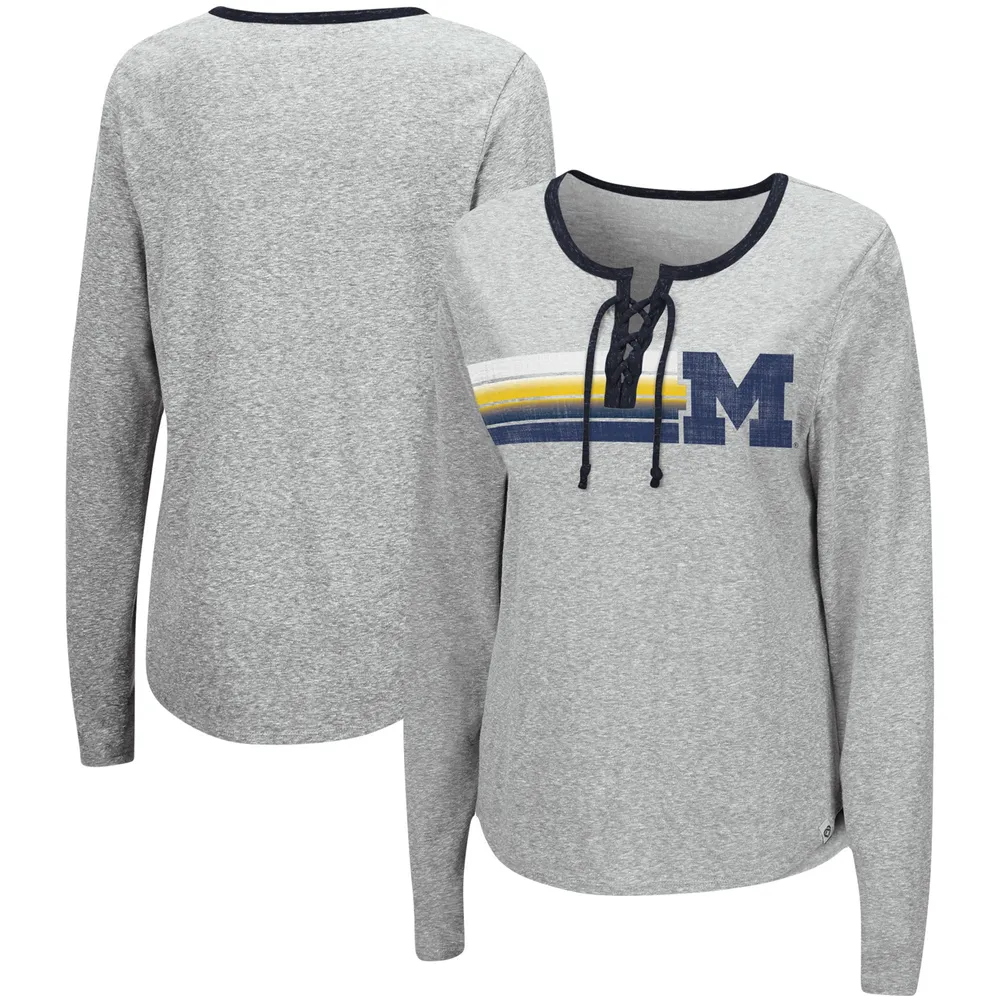 Colosseum Michigan Sundial Long Sleeve Lace-Up T-Shirt - Women's