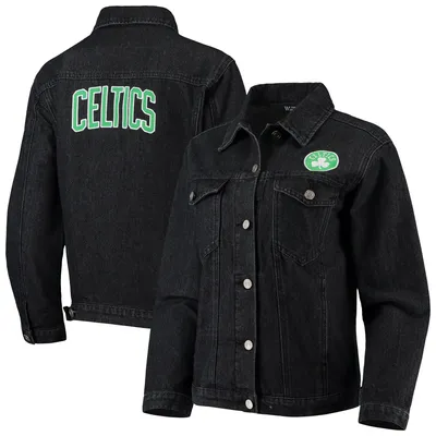 The Wild Collective Celtics Patch Denim Button-Up Jacket - Women's