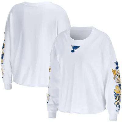 WEAR by Erin Andrews Blues Celebration Cropped Long Sleeve T-Shirt - Women's