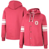 Colosseum Ohio State Mia Striped Full-Snap Hoodie Jacket - Women's