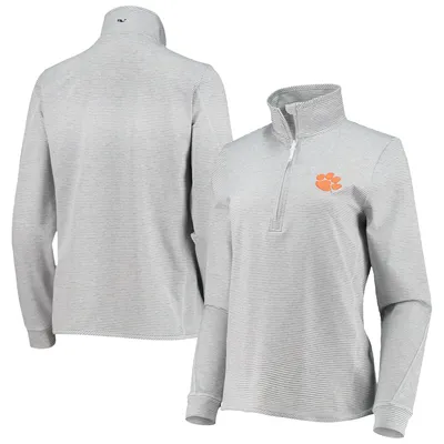 Vineyard Vines Clemson Striped Shep Shirt Half-Zip Pullover Top - Women's