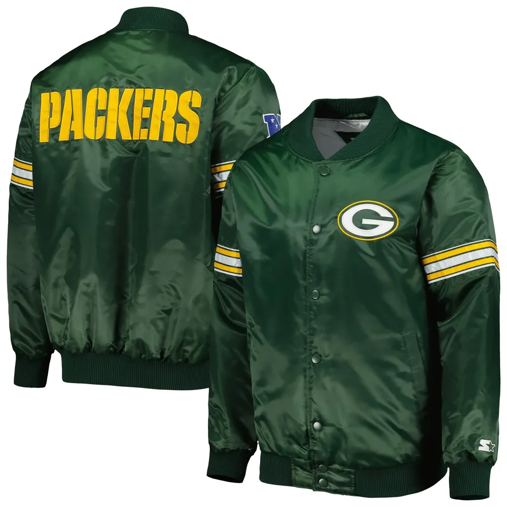 Starter Mens Green Bay Packers Varsity Jacket, Green, Large