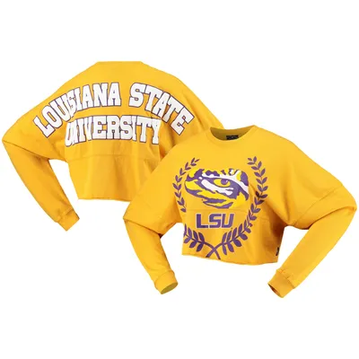 Spirit Jersey LSU Laurels Crop Long Sleeve T-Shirt - Women's