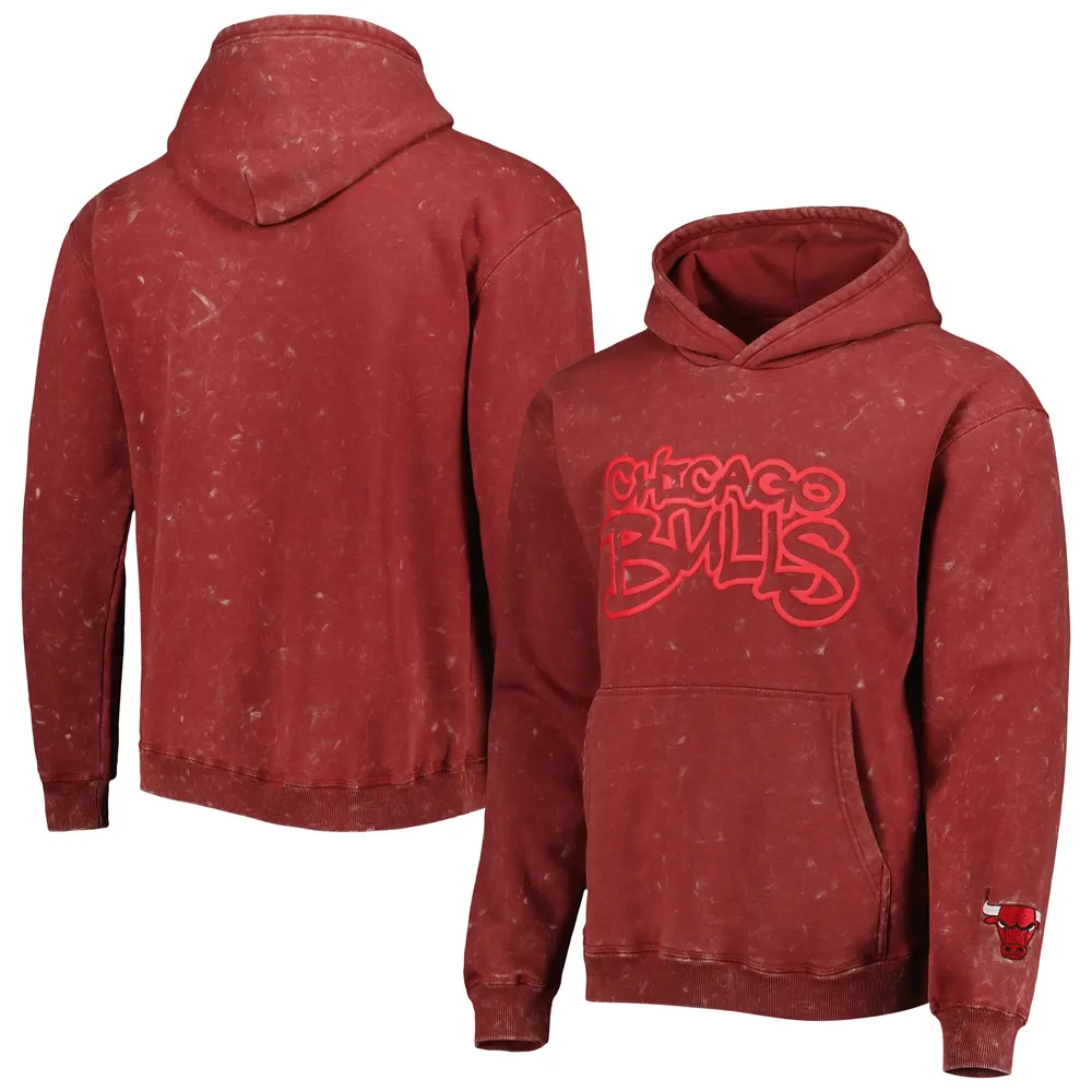 The Wild Collective Bulls Tonal Acid Wash Pullover Hoodie - Men's