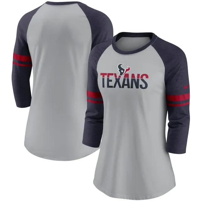 Women's DKNY Sport White Houston Texans Lauren Mesh Raglan Long Sleeve  T-Shirt