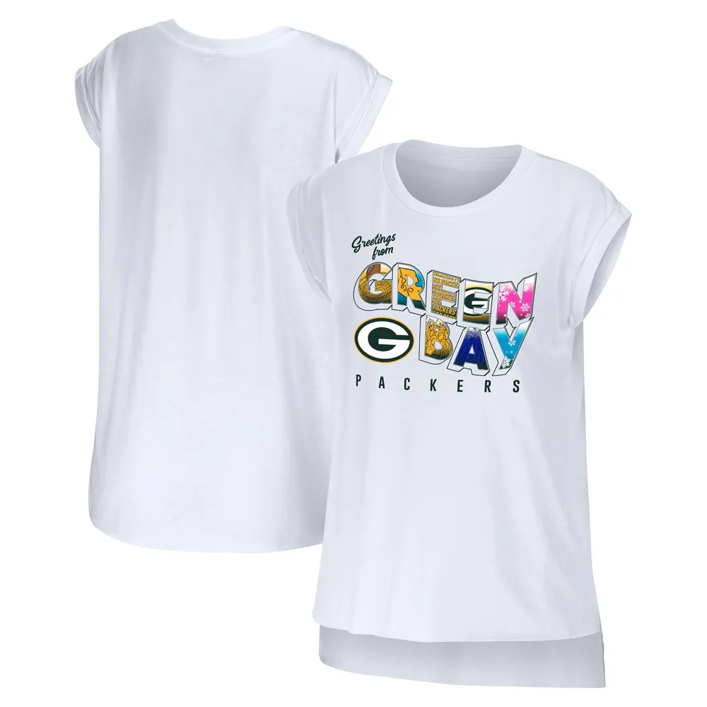 Women's WEAR By Erin Andrews White Green Bay Packers Crop T-Shirt