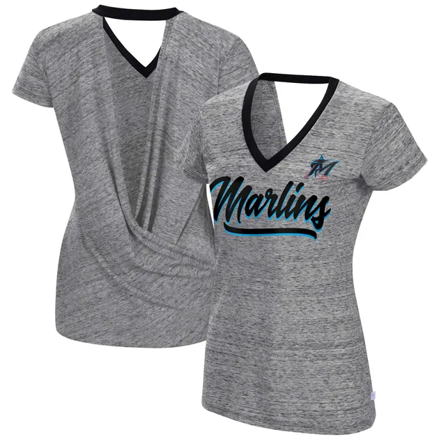 Profile White And Black Miami Marlins Plus Size Colorblock T-shirt