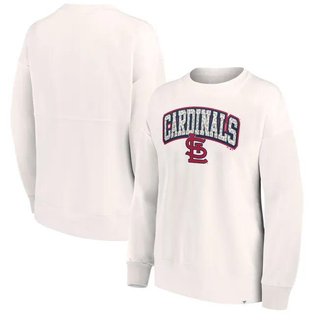 Women's Antigua White Louisville Cardinals Logo Victory Crewneck Pullover  Sweatshirt