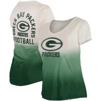 New Era Packers Dip Dye V-Neck T-Shirt - Women's