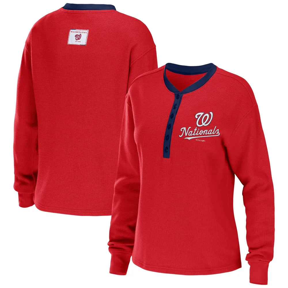 WEAR by Erin Andrews Nationals Waffle Henley Long Sleeve T-Shirt - Women's