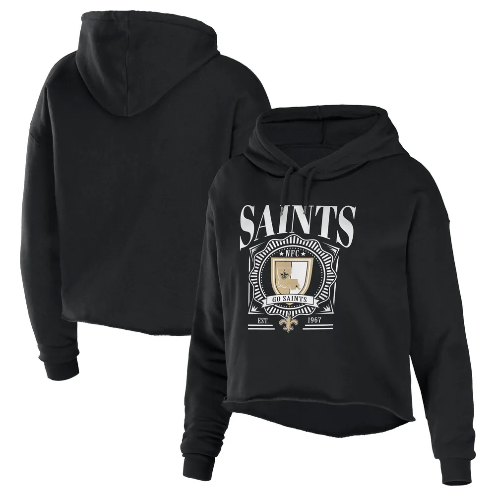 New Orleans Saints WEAR by Erin Andrews Women's Fleece Cropped Pullover  Sweatshirt - Charcoal