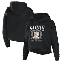 WEAR by Erin Andrews Saints Cropped Sponge Fleece Pullover Hoodie - Women's