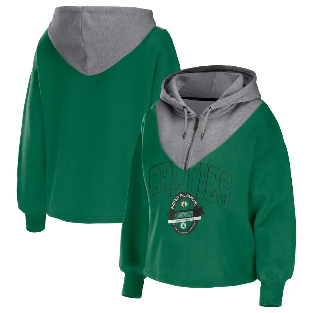 WEAR by Erin Andrews Celtics Pieced Quarter-Zip Hoodie Jacket - Women's