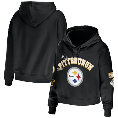 WEAR by Erin Andrews Steelers Modest Cropped Pullover Hoodie - Women's