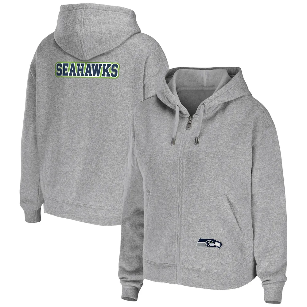 Women's Wear by Erin Andrews Navy/White Seattle Seahawks Plus Size Color Block Full-Zip Hoodie