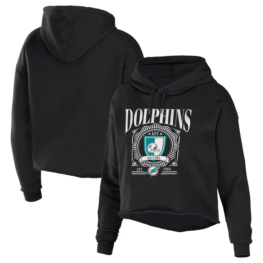 WEAR by Erin Andrews Dolphins Cropped Sponge Fleece Pullover Hoodie - Women's