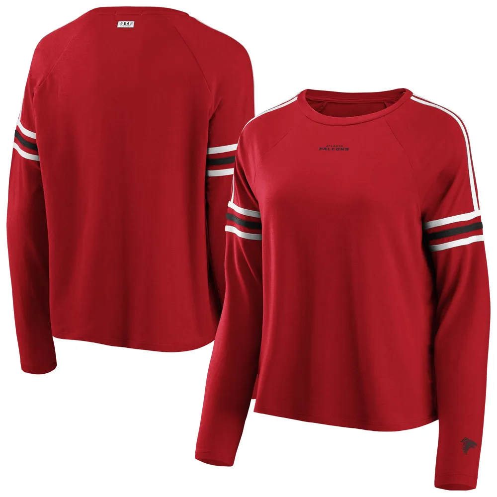 WEAR by Erin Andrews Falcons Contrast Stripe Long Sleeve T-Shirt - Women's