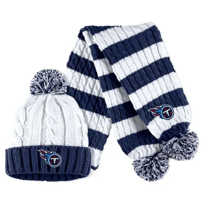 WEAR by Erin Andrews Titans Cable Stripe Knit Hat & Scarf Set - Women's