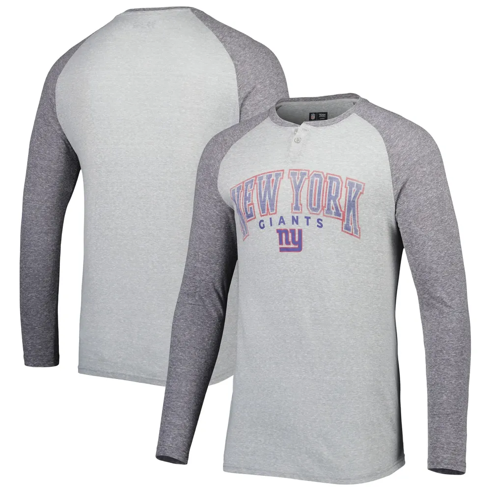 New York Giants Nike Dri-Fit Cotton Long Sleeve Raglan T-Shirt - Mens