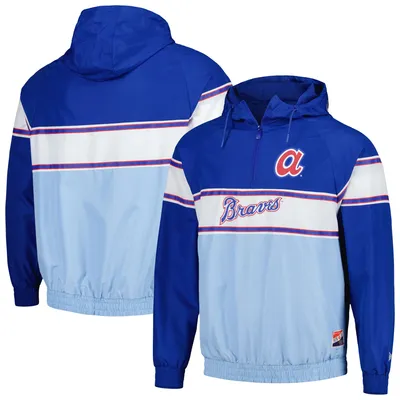 New Era Braves Ripstop Raglan Quarter-Zip Hoodie - Men's