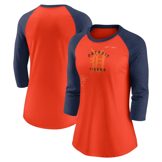 Detroit Tigers Touch Women's Ultimate Fan 3/4-Sleeve Raglan V-Neck T-Shirt  - Navy