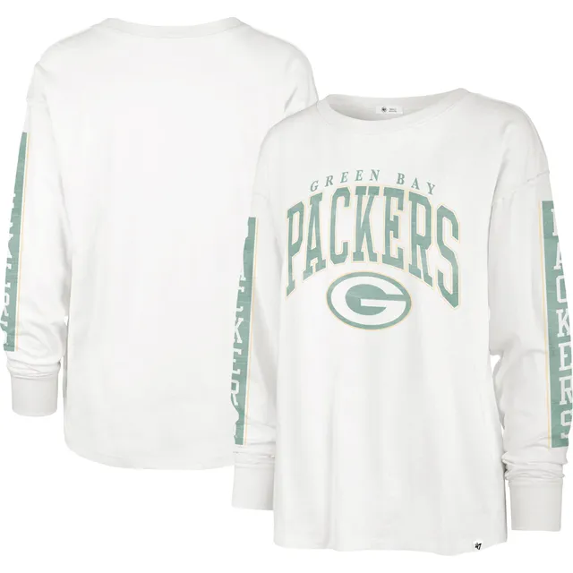 Women's New Era Green Green Bay Packers Crop Long Sleeve T-Shirt