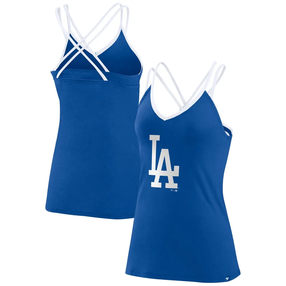 Fanatics Dodgers Barrel It Up Cross Back V-Neck Tank Top - Women's