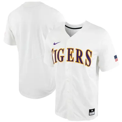 LSU Tigers Colosseum Free Spirited Mesh Button-Up Baseball Jersey - White