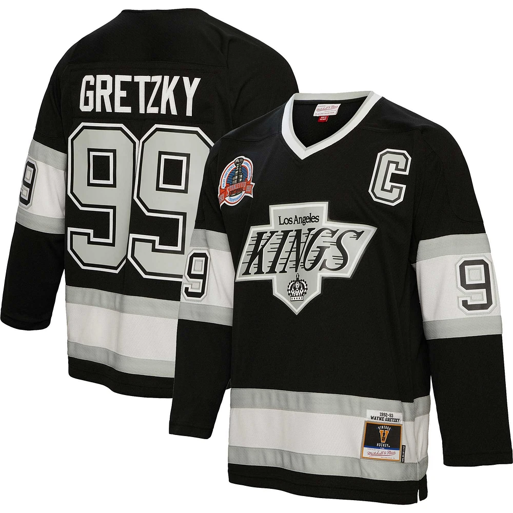 Mitchell & Ness Mens Wayne Gretzky Kings 1992/93 Captain Patch Line Jersey - Black