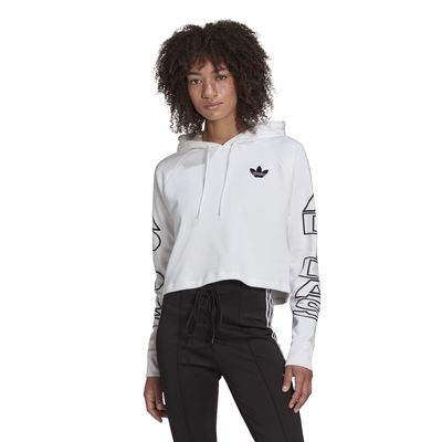adidas Cropped Letter Hoodie - Femme Hoodies