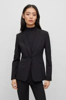 Regular-fit jacket stretch wool with curved lapels
