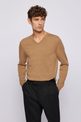 Regular-fit V-neck sweater extra-fine merino wool