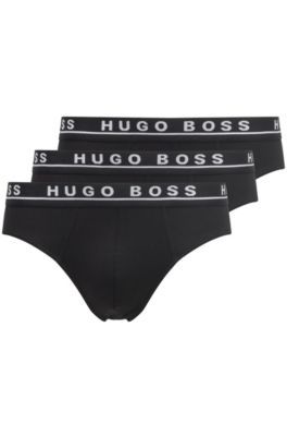 Three-pack of stretch-cotton briefs with logo waistbands