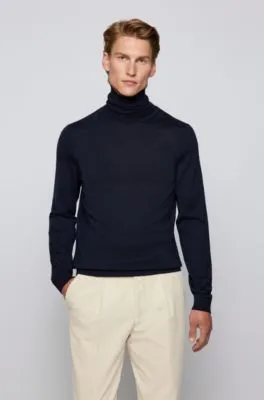 Turtleneck sweater extra-fine Italian merino wool