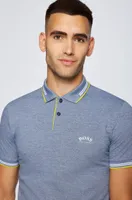 Slim-fit polo shirt stretch piqué with curved logo