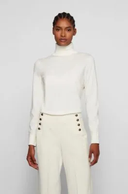 Slim-fit rollneck sweater cotton, silk and cashmere