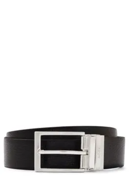 Reversible belt structured and smooth Italian leather