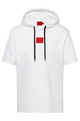 Sweat à capuche à manches courtes en molleton avec patch logo
