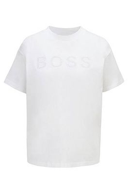 T-shirt en coton biologique avec logo appliqué perforé