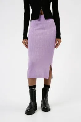 Knitted skirt stretch fabric with all-over logos