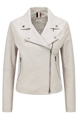 Blouson de motard Regular Fit en Olivenleder® avec doublure monogrammée
