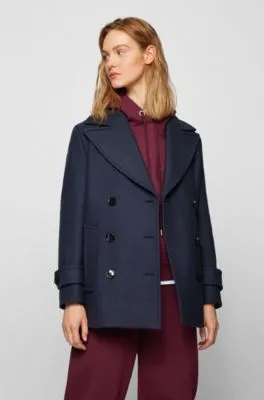 Double-breasted pea coat a wool blend