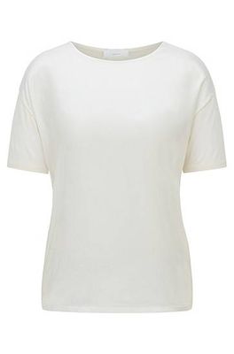 T-shirt en jersey mercerisé avec devant en soie stretch