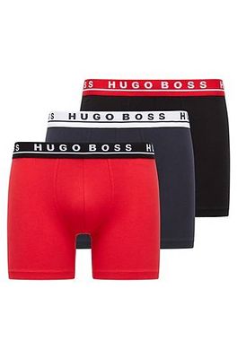 Lot de trois boxers longs en coton stretch avec logo