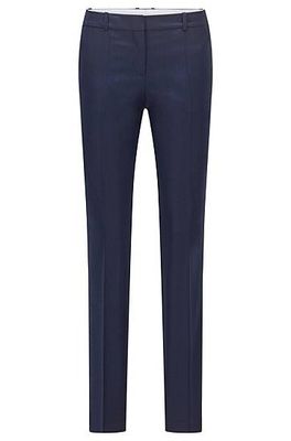 Pantalon Regular Fit en laine vierge à structure chevrons