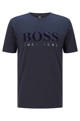 T-shirt Regular Fit en coton avec logo imprimé arborant différentes textures