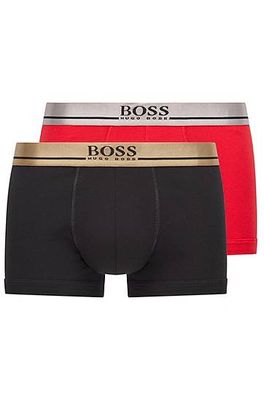 Lot de deux boxers courts en coton, en noir et rouge
