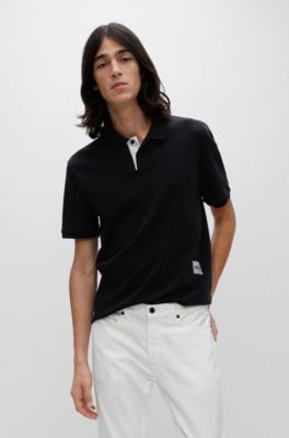 Pima-cotton polo shirt with logo patch