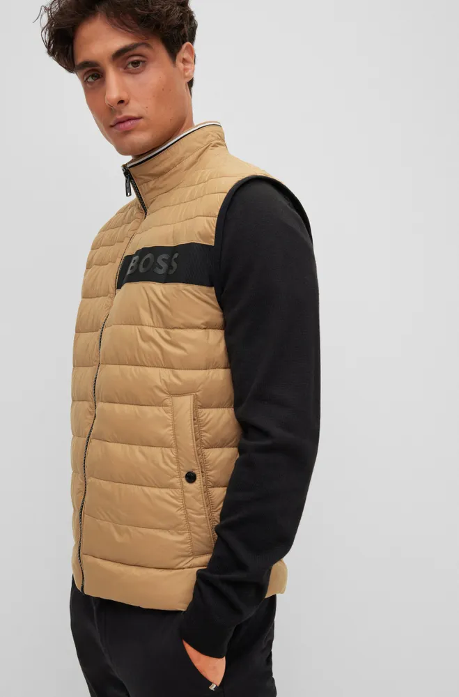 BOSS - Packable gilet with tonal logo